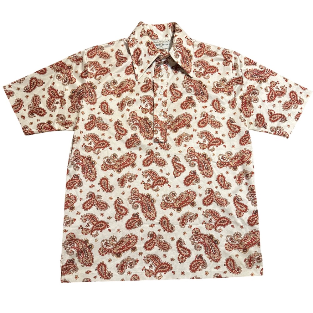 VTG Arnold Palmer Robert Bruce Polo Shirt Mens Medium Paisley full graphic Golf